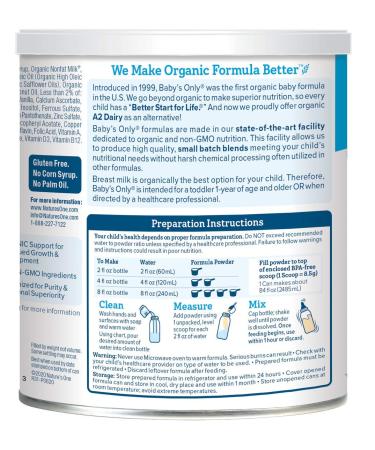 Organic Premium Toddler Formula | Baby's Only Dairy 12.7 Oz (Pack of 6) | Non-GMO, USDA Organic, Clean Label Project Verified | Promotes Brain & Eye Health - Buy Online on GoSupps.com