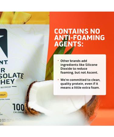 Ascent 100% Clear Whey Protein Powder - Post Workout Whey Protein Isolate Zero Artificial Flavors & Sweeteners Gluten Free 5.5g BCAA 2.1g Leucine Essential Amino Acids Pineapple Coconut 20 Serv Pinapple Coconut 18.3  - Buy Online on GoSupps.com