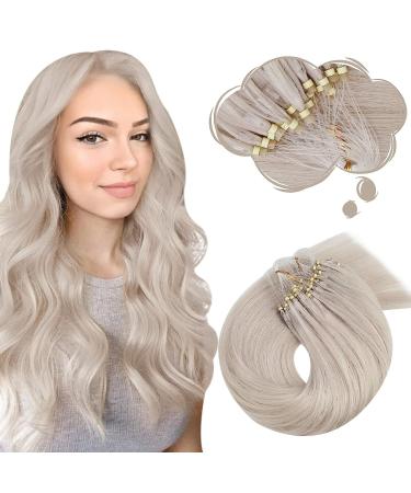 Moresoo hair extension natural hair color #60a blond fleece 55.9 cm 100% remy soft and silky with microrloops hair extension real hair 1 g/strand 50 g