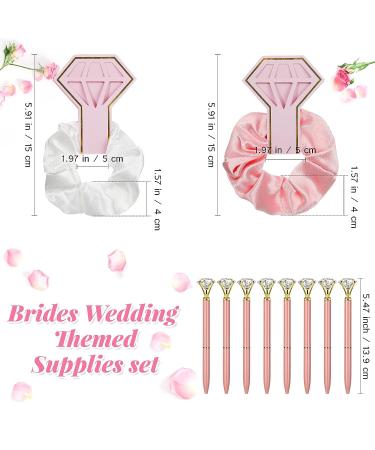 24 Pcs Bridesmaid Gifts Set - Canvas Makeup Bags, Hair Scrunchies, Diamond Pens for Bridal Shower Wedding - Pink & White Theme - Buy Online on GoSupps.com