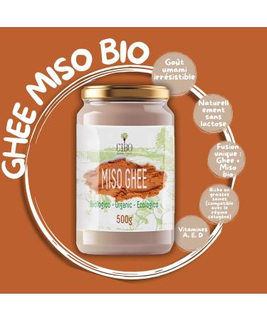 Cibo Ghee au Miso Bio 500g Beurre Clarifi Italien et P te de Miso Japonaise Go t Umami Intense Sans Lactose Keto & Paleo Id al pour Cuisine Sal e Sauces et Viandes Miso 500gr - Buy Online on GoSupps.com