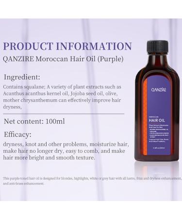 Moroccan Argan Oil & Purple Hair Essential Oil - Deep Moisturizer for Soft Shiny Frizz-Free Hair | 100ML Hair Treatment for Damaged Hair - Buy Online on GoSupps.com