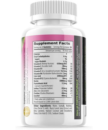 Forte Naturals Biotin Gummies 5000mcg for Hair Skin Nails | Prenatal Multivitamins for Women with Folic Acid, B12 & Iodine | Nail Fungus & Thyroid Support - Buy Online on GoSupps.com