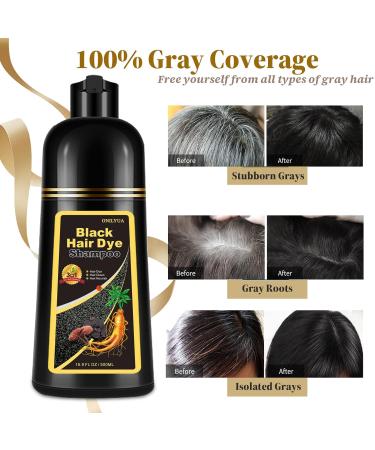 Instant Black Hair Dye Shampoo 3 in 1 | 100% Gray Coverage in 15 Minutes | Plant-Based Hair Color Kit for Men & Women | Natural Hair Dye & Conditioner - Buy Online on GoSupps.com