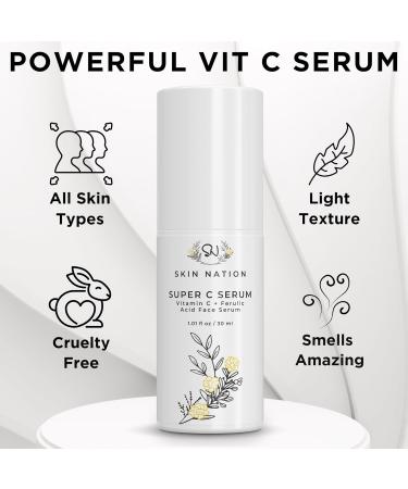 Skin Nation Vitamin C Serum Deep Penetration for Collagen Boost Dark Spot Reduction & Intense Hydration - Shop Internationally - Buy Online on GoSupps.com