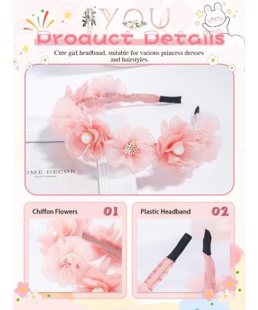 IYOU Baby Girls Headband Pink Flower Hair Hoop Pearl Party Wedding Hair Accessories - Buy Online on GoSupps.com