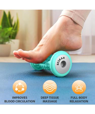 Beskar Foot Massage Roller for Plantar Fasciitis - Portable Rubber Relief for Foot Pain & Trigger Point Therapy - Green - Buy Online on GoSupps.com