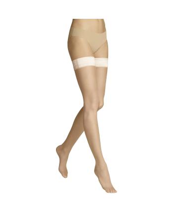 ITEM m6 - INVISIBLE STAY-UPS Women | Hold-up stockings with compression in 15 DEN look Powder M (pack of 2)