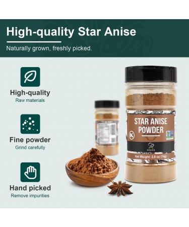 Soeos Chinese Star Anise Powder 2.6 oz (74g) - Ground Dried Anise Star Spice for Baking and Tea - Non-GMO - Bulk Anis Estrella - Buy Online on GoSupps.com