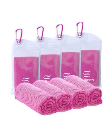 Sukeen 4 Pack Cooling Towel (40"x12"),Ice Towel,Soft Breathable Chilly Towel,Microfiber Towel for Yoga,Sport,Running,Gym,Workout,Camping,Fitness,Workout & More Activities Pink
