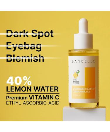 LANBELLE Vita Energy Blemish Clear Ampoule - 83% Vitamin C Serum for Radiant, Glowing Skin - Buy Online on GoSupps.com