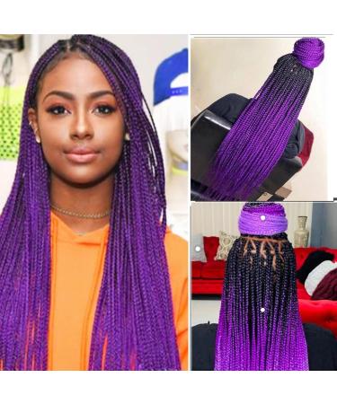 LDMY Pre-Stretched Braiding Hair Extensions - 8PCs 26inch Ombre Purple Synthetic Kanekalon Braids for Stylish Looks - Buy Online on GoSupps.com