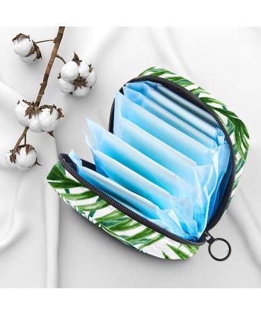 Stylish Menstruation Pad Bag with Zipper | Women's Napkin & Tampon Storage | Tropical Palm Leaves Green Watercolor Design - Buy Online on GoSupps.com