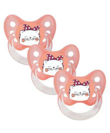 Dentistar Silikon Schnuller 3 Set- Size 1 Schnuller 0-6 months- tooth and jaw-friendly nipple with dental level- BPA-free- Made in Germany- Cat Orange - Buy Online on GoSupps.com