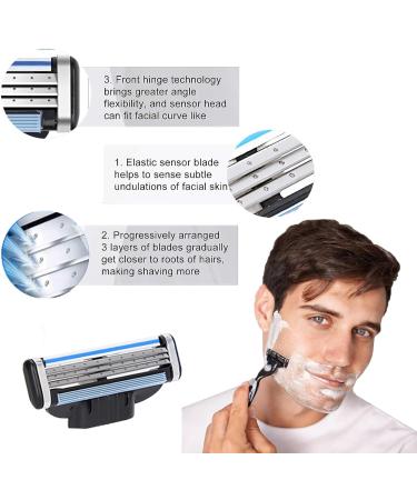 12Pcs Men's Mach 3 Razor Blades Refills - Extra Smooth Shaving Experience for Beard and Skin - Blue - Buy Online on GoSupps.com