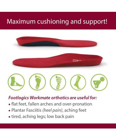 Footlogics Full-Length Workmate Orthotic Insoles - Mild Arch Support for Foot Pain Relief - L (Men's 10-11.5, Women's 11.5-13) - Buy Online on GoSupps.com