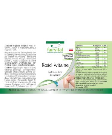 Fairvital | Complexe Os Vital - 90 g lules - vitamines D3 & K2 & C calcium magn sium zinc cuivre mangan se chrome et plus - Qualit contr l e et haut dosage - 100% v gan - Fabriqu en Allemagne - Buy Online on GoSupps.com