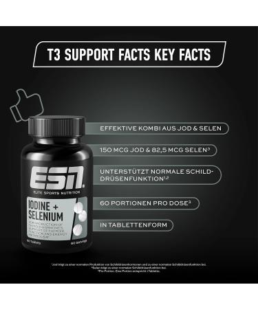 ESN T3 Thyroid Support - Iodine Selenium Complex 60 Tablets - Optimal Dosage Laboratory Tested for Enhanced Wellness - Buy Online on GoSupps.com