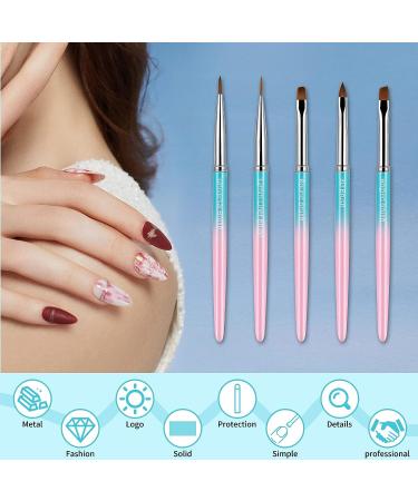 5pcs Nail Art Brushes with Cap - Nail Polish Clean Up Brush Set for Gel Nails - Metal Handle Design for Nail Art and Paintings - Buy Online on GoSupps.com