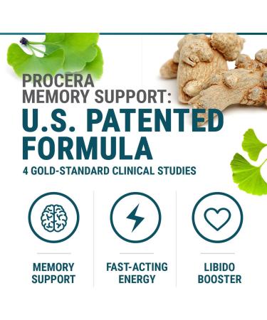 Procera Memory Support - Based on 60+ Ingredient Studies - Boost Mental Performance - Clarity - Mood Stability - Stress - Mental Fatigue - Adaptogens - Ginseng - Ginkgo Biloba - 30 Count - Buy Online on GoSupps.com