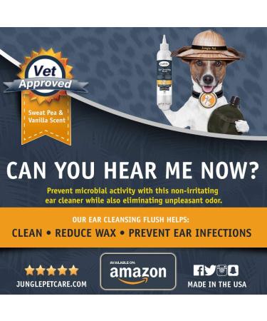 Jungle Pet Sweet Pea Vanilla Dog Ear Cleaner for Cats & Dogs - 12 oz | Deodorizing Solution for Dirt, Wax & Odor - Buy Online on GoSupps.com