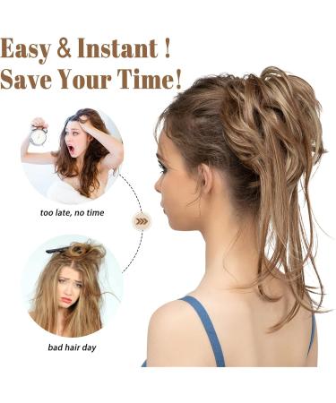 Hair Chignon Donut Bun Messy Bun Ponytail Extensions with Elastic Bungee Curl Hair Bands Ponytail Extension Wigs for Women Messy Bun Hair Piece (Color : Light Brown) - Buy Online on GoSupps.com