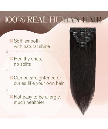 Black Clip in Hair Extensions Real Human Hair - 10 Inch 50g Hair Extensions Clip in - 8 Pieces Clip in Hair Extensions - Buy Online on GoSupps.com
