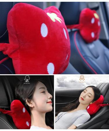 MissSoul 2Pcs Cute Red Strawberry Car Neck Pillows - Soft Comfortable Headrest Cushions for Driving - Buy Online on GoSupps.com