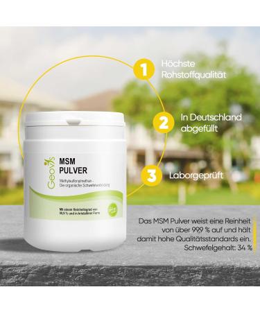 Buy Geovis MSM Powder 500g | Organic Sulfur 99.9% Pure Methylsulfonylmethane - Vegan Dietary Supplement - Fast International Shipping - Buy Online on GoSupps.com