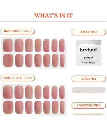 Heyhae Semi Cured Gel Nail Strips | Sun-Cured No LED Lamp Needed Easy Apply & Remove | Includes 28 strips 1 Prep Pad 1 Nail File & 1 Wooden Stick - Hey Summer Sweetheart - Buy Online on GoSupps.com