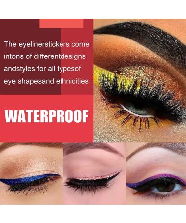 4 Pairs Reusable Glitter Eyelash Stickers & Eyeliner - Smokey Eye Makeup Tool - Blue Self-Adhesive Invisible Eyelid Strap - Buy Online on GoSupps.com