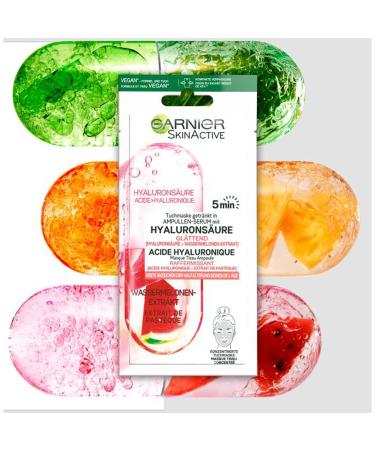 Garnier Vegan Cloth Face Mask - Anti-Aging Hyaluronic Acid & Watermelon Extract 15g - Smoothing Serum for Youthful Skin - Buy Online on GoSupps.com