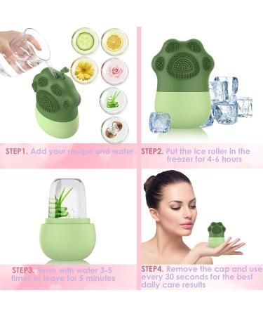 Geeric Ice Roller & Silicone Ice Cream Facial Brush | Anti-Aging Face Massage & Dark Circle Reduction | Folding Cat Paws Design - Buy Online on GoSupps.com