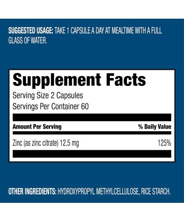 ZINC Citrate Supplement for Acne & Immune Support - 120 Vegan Capsules by Nutrimea - Buy Online on GoSupps.com