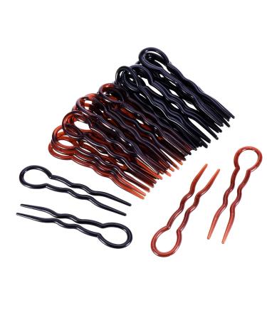 Canomo 36 Pieces Plastic U Shaped Hair Pins Hair Style Grip Pins Fast Spiral Hair Braid Twist Styling Clips for Girls and Women(Black and Brown)