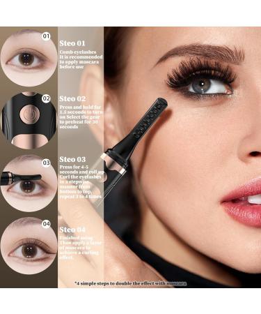Lash Curler Heated Eyelash Curler 4 Heating Levels Electric Eyelash Curler Eyelash Curlers With Comb and LED Display USB Rechargeable - Buy Online on GoSupps.com
