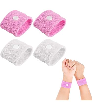 Original Natural Anti-Nausea Relief Wristbands Travel Motion Sickness Bands for Kids Pink white for Kids