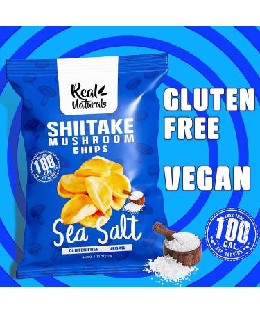 Shiitake Mushroom Chips - (6 pack) Vegan prawn crackers Less than 100 calories Gluten Free mushroom snack. Sea Salt flavour. - Buy Online on GoSupps.com