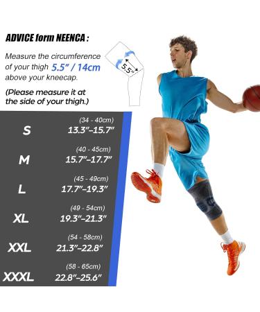 NEENCA Professional 3XL Knee Support Compression Sleeve with Patella Gel Pad for Pain Relief and Joint Recovery - Navy Blue - Buy Online on GoSupps.com