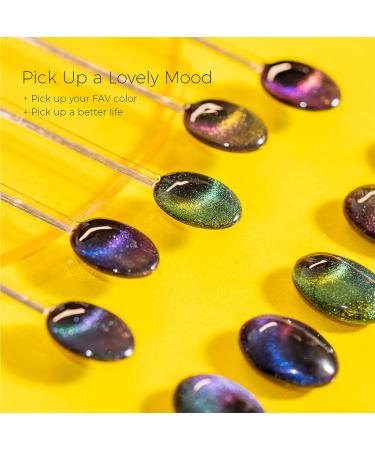 Burano 9D Cat Eye Gel Polish Set - 6 Colors Magnetic Holographic Cats Eyes Gel Nail Polish with Magnet Stick - Soak Off UV LED Gel (Black) - Buy Online on GoSupps.com