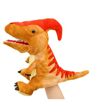 lilizzhoumax Simulation Parasaurolophus Hand Puppet Plush Toy Stuffed Animal Plush Dinosaur Cute Role-Playing Child Interactive Early Education Toys Home Decoration Gift for Kids