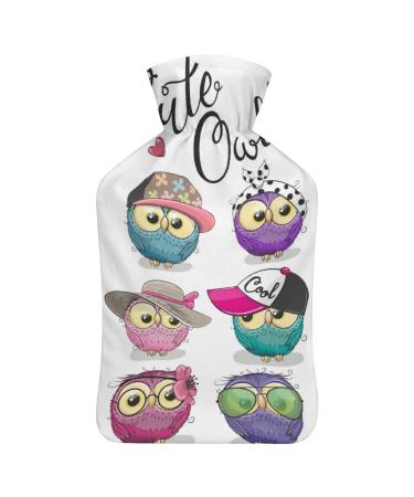 Hot Water Bottle With Lid Owl Pattern Rubber Hot Water Bag For Pain Relief Cramps Foot Warmer Hot And Cold Therapy