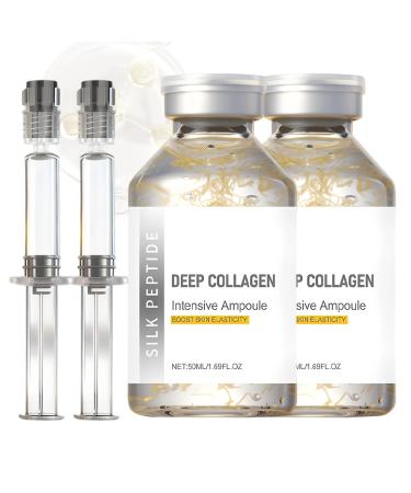 2PCS Silk Peptide Intensive Lifting Ampoule - Deep Collagen Silk Peptide Intensive Lifting Serum Korean Anti Aging Serum for Face Tightening Lifting Smoothing Hydrating 2Pack