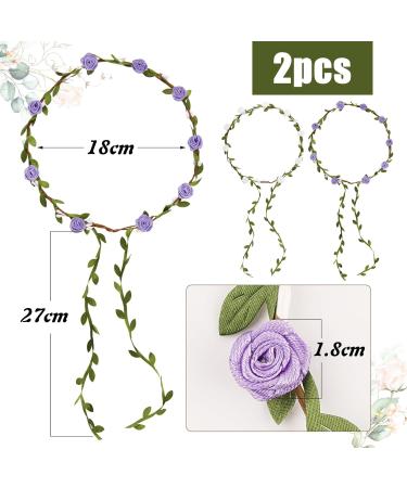 Buy Blessing 2pcs Flower Wreath Hair Crown | Boho Floral Headband for Women & Girls | Wedding Party & Birthday Accessory White & Purple - Buy Online on GoSupps.com