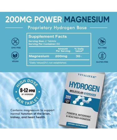 Hydrogen Water Tablets | 8 PPM Molecular H2 Tablets with Magnesium | Supports Energy Metabolism & Brain Function | 120 Tablets Non-GMO Gluten Free - Buy Online on GoSupps.com