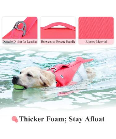 Vivaglory Dog Life Jacket for Small & Medium Dogs | Adjustable Neon Pink Swimming Vest for Safety - 56-64 cm Ribcage Girth - Buy Online on GoSupps.com
