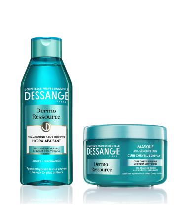 Dessange DESSANGE - Dermo Resource Gift Set - Shampoo + Hydra-Soothing Mask - Formula Enriched with Algae & Niacinamide - Soothes & Hydrates - For Sensitive Scalp & Dehydrated Hair - 2 x 250 ml