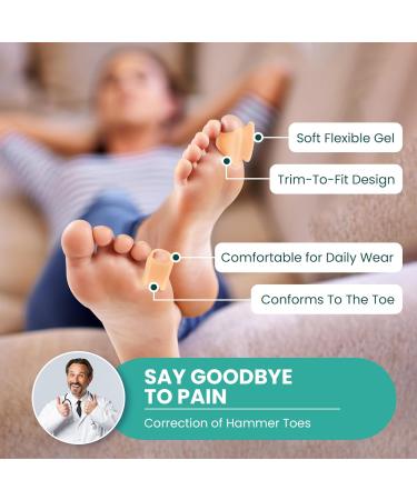 Welnove Hammertoe Corrector - 6 Pack Soft Gel Toe Splints - Toe Straighteners for Bent, Curled, Crooked Toes - Toe Corrector for Men and Women - 3 Sizes (Beige) - Buy Online on GoSupps.com