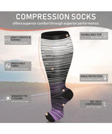 Diu Life 3 Pairs Plus Size Compression Socks - Wide Calf 20-30mmHg Support - XX-Large Blue/Red/Gray - Buy Online on GoSupps.com