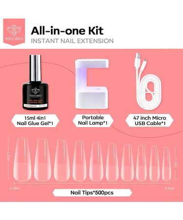 Modelones Gel X Nail Kit with 4-in-1 Nail Glue Gel, 500pcs Half Matte Coffin Nails, and UV LED Nail Lamp - Valentine's Day Gift for Women - Buy Online on GoSupps.com